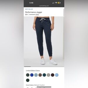 NWOT Vuori Women's Performance Jogger - Midnight Heather S